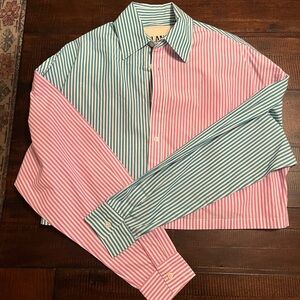 Blanca Thomas Color Block Cropped Shirt